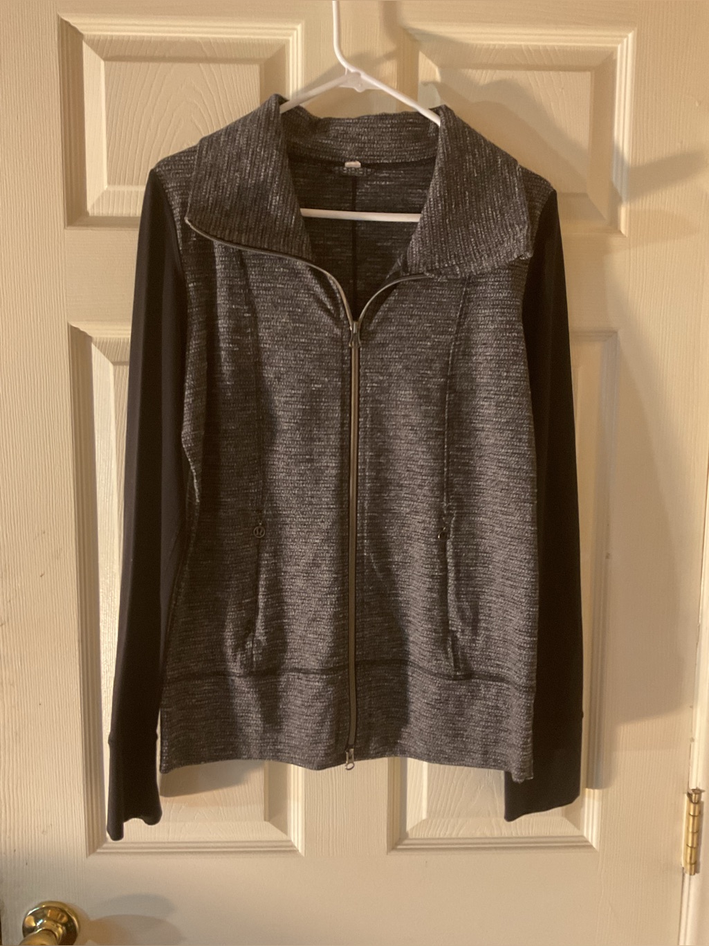 Lululemon Zip Front Heathered Gray Black Jacket Size - 8